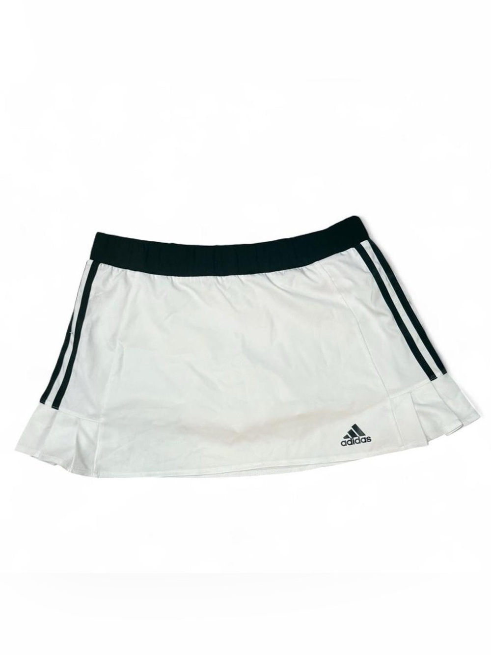 Adidas Women's White Tennis Skirt with Black Waistband and Side Pleats